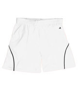 4101 Badger B-Core Ladies "Closer" 6" Athletic Shorts White/ Black