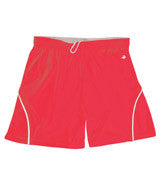 4101 Badger B-Core Ladies "Closer" 6" Athletic Shorts Hot Coral/ White