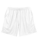 4110 Badger Adult 9" BT5 Performance Trainer Shorts With Pockets White