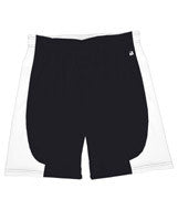 4113 Badger B-Core "Turn 2" Ladies Color Block 6" Athletic Shorts Black/ White