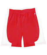 4113 Badger B-Core "Turn 2" Ladies Color Block 6" Athletic Shorts Red/ White