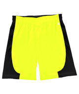 4113 Badger B-Core "Turn 2" Ladies Color Block 6" Athletic Shorts Safety Yellow  / Black