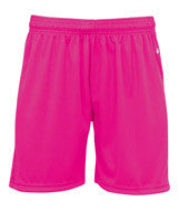 4115 Badger B-Core 6" Ladies "Ace" Athletic Shorts Hot Pink/ White