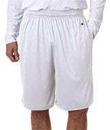4119 Badger Adult B-Core 10" Performance Shorts with Pockets White