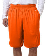 4119 Badger Adult B-Core 10" Performance Shorts with Pockets Safety Orange
