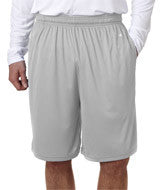 4119 Badger Adult B-Core 10" Performance Shorts with Pockets Silver