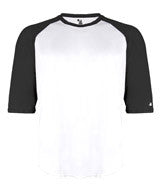 4133 Badger Adult Performance 3/4 Sleeve Raglan-Sleeve Baseball Undershirt White/ Black