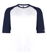 4133 Badger Adult Performance 3/4 Sleeve Raglan-Sleeve Baseball Undershirt White/ Navy
