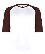 4133 Badger Adult Performance 3/4 Sleeve Raglan-Sleeve Baseball Undershirt White/ Maroon