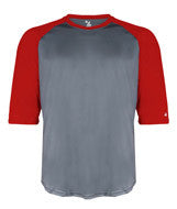 4133 Badger Adult Performance 3/4 Sleeve Raglan-Sleeve Baseball Undershirt Graphite/ Red