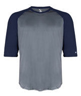 4133 Badger Adult Performance 3/4 Sleeve Raglan-Sleeve Baseball Undershirt Graphite/ Navy