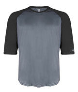 4133 Badger Adult Performance 3/4 Sleeve Raglan-Sleeve Baseball Undershirt Graphite/ Black