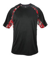 4140 Badger Adult Digital Hook Tee Black/ Red Digital