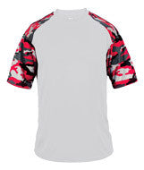 4141 Badger Adult Camo Sport Tee White/ Red Camouflage