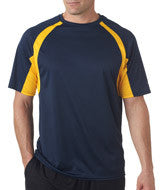 4144 Badger Adult Short-Sleeve 2-Tone Hook Tee Navy/ Gold