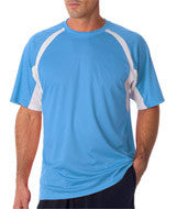 4144 Badger Adult Short-Sleeve 2-Tone Hook Tee Columbia Blue/ White