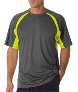 4144 Badger Adult Short-Sleeve 2-Tone Hook Tee Graphite/ Safety Yellow