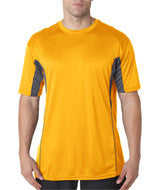 4147 Badger Adult Drive Performance Tee with Contrast Panels Gold/ Graphite