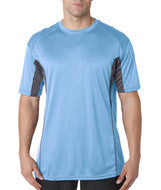 4147 Badger Adult Drive Performance Tee with Contrast Panels Columbia Blue/ Graphite