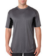 4147 Badger Adult Drive Performance Tee with Contrast Panels Graphite/ Black