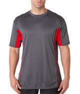 4147 Badger Adult Drive Performance Tee with Contrast Panels Graphite/ Red