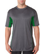 4147 Badger Adult Drive Performance Tee with Contrast Panels Graphite/ Kelly