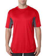 4147 Badger Adult Drive Performance Tee with Contrast Panels Red/ Graphite