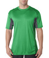 4147 Badger Adult Drive Performance Tee with Contrast Panels Kelly Green/ Graphite