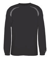 4153 Badger Adult Short-Sleeved Performance Tee with Heather Shoulder Inserts Black/ Steel