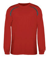 4153 Badger Adult Short-Sleeved Performance Tee with Heather Shoulder Inserts Red/ Carbon
