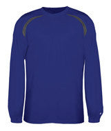 4153 Badger Adult Short-Sleeved Performance Tee with Heather Shoulder Inserts Royal/ Carbon