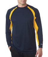 4154 Badger Adult Hook Long-Sleeve Tee Navy/ Gold