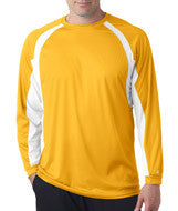 4154 Badger Adult Hook Long-Sleeve Tee Gold/ White
