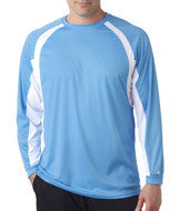 4154 Badger Adult Hook Long-Sleeve Tee Columbia Blue/ White