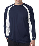 4154 Badger Adult Hook Long-Sleeve Tee Navy/ White