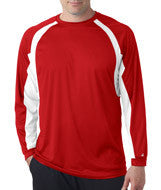 4154 Badger Adult Hook Long-Sleeve Tee Red/ White