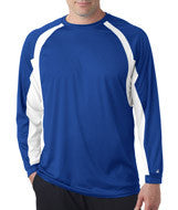 4154 Badger Adult Hook Long-Sleeve Tee Royal/ White