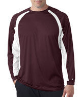 4154 Badger Adult Hook Long-Sleeve Tee Maroon/ White
