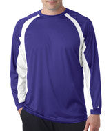 4154 Badger Adult Hook Long-Sleeve Tee Purple/ White