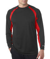 4154 Badger Adult Hook Long-Sleeve Tee Black/ Red