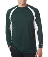 4154 Badger Adult Hook Long-Sleeve Tee Forest Green/ White