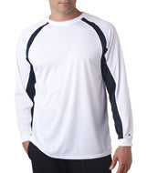 4154 Badger Adult Hook Long-Sleeve Tee White/ Navy