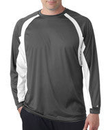 4154 Badger Adult Hook Long-Sleeve Tee Graphite/ White