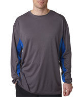 4157 Badger Adult Drive Long-Sleeve Performance Tee Graphite/ Royal