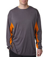 4157 Badger Adult Drive Long-Sleeve Performance Tee Graphite/ Burnt Orange