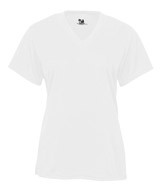 4162 Badger B-Core Ladies V-Neck Short-Sleeved Performance Tee White