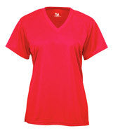 4162 Badger B-Core Ladies V-Neck Short-Sleeved Performance Tee Hot Coral