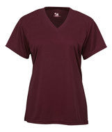 4162 Badger B-Core Ladies V-Neck Short-Sleeved Performance Tee Maroon