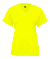 4162 Badger B-Core Ladies V-Neck Short-Sleeved Performance Tee Safety Yellow
