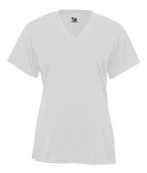 4162 Badger B-Core Ladies V-Neck Short-Sleeved Performance Tee Silver